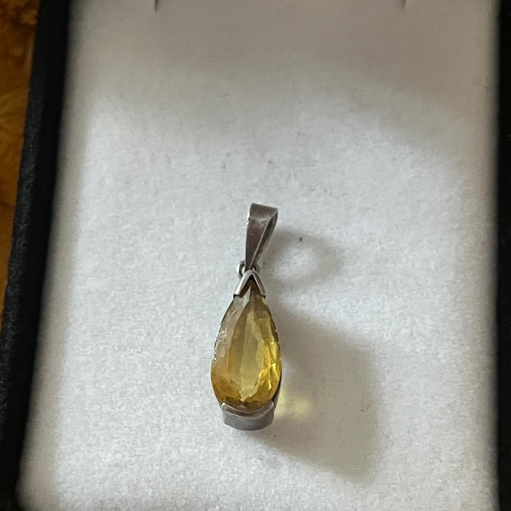 Cut Citrine stone set in sterling pendent